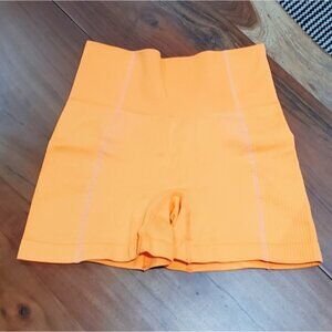 Neon orange tummy support Nylon bike shorts- Small​